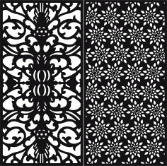 Drawing Room Screens Floral Seamless Set For Laser Cut Free Vector File