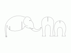 Elephant 3 Pc 3d Puzzle Free DXF File