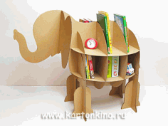 Elephant Cardboard Shelf For Laser Cutting Free Vector File
