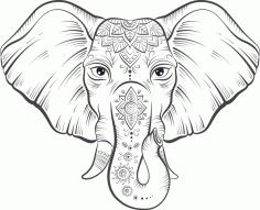 Elephant Lotus Vector For Laser Cut Free Vector File, Free Vectors File