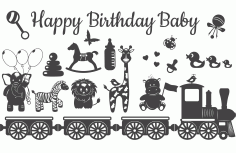 Engrave Baby Birthday Decorations For Laser Cut Free Vector File