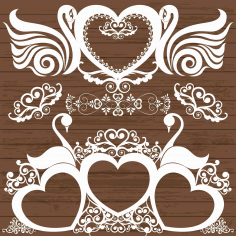 Engrave Swans Decor With Hearts Free For Laser Cut Free Vector File