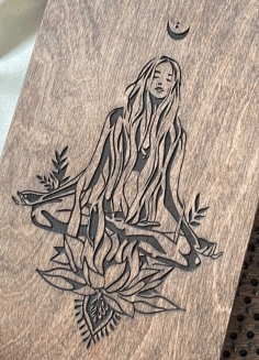 Engrave Zen Girl Book Cover For Laser Cut Free DXF File