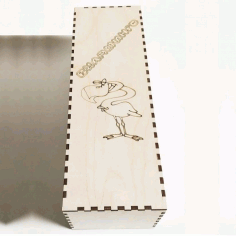 Engraved Flamingo One Wine Bottle Gift Box Laser Cut Free Vector File