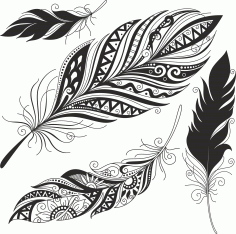 Feather Set For Laser Cut Free Vector File