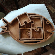 Fish Shape Serving Tray Laser Cut Cnc Scroll Saw Plans Free DXF File