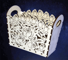 Floral Basket For Laser Cutting Free Vector Files