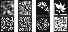 Floral Decorative Screen Patterns Set For Laser Cut Free Vector File