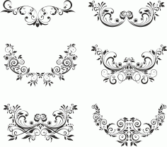 Floral Elements For Laser Cut Free Vector File, Free Vectors File