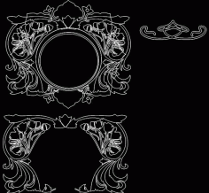 Floral Mirror Frame Free DXF File
