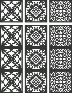 Floral Screen Patterns Design 111 Free DXF File
