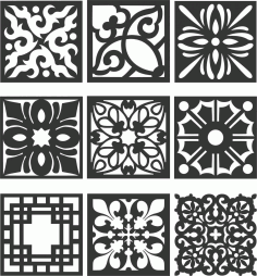 Floral Screen Patterns Design 124 Free DXF File