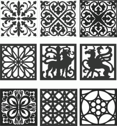Floral Screen Patterns Design 128 Free DXF File