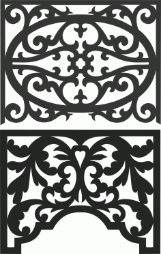 Floral Screen Patterns Design 39 Free DXF File