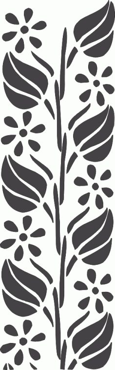 Flower Carving Stencil Silhouette Wall Art Pattern Free DXF File