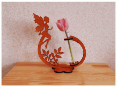 Flower Holder With Fairy For Laser Cut Free Vector File