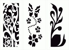 Flowers And Plants Decorated Door Designs For Laser Cut Free Vector File