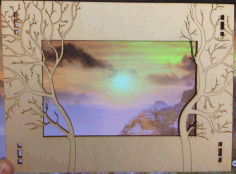 Forest Photo Frame Laser Cutting Template Free DXF File