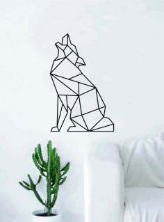 Geometric Wolf Howling Animal Wall Decor Art Free DXF File