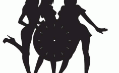 Girl Clock Silhouette Laser Cnc Cut Free DXF File