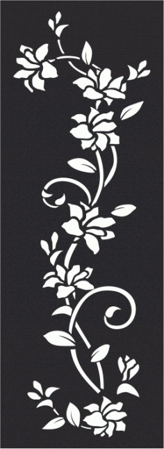 Glass Etching Flower Pattern Wall Decal White Vines Free Vector File