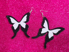 Glitter Paper Butterfly Earring Design Foam Sheet Earrings Laser Cut Free DXF File