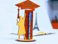 Graduation Gift Wooden Pen Holder 3mm Laser Cut Free Vector File