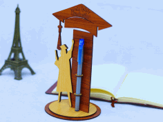 Graduation Gift Wooden Pen Holder 3mm Laser Cut Free DXF File