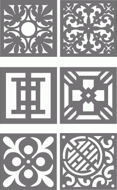 Grill Room Divider Patterns Set For Laser Cutting Free DXF File