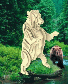 Grizzly Bear 3d Wooden Puzzle Free DXF File