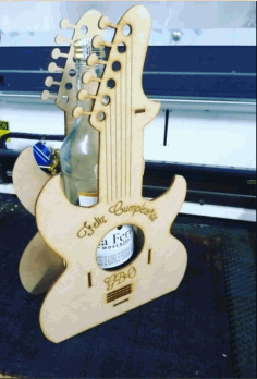 Guitar Shape Wine Bottle Box For Laser Cut Free Vector File