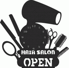 Hair Salon Wall Clock Free Vector File, Free Vectors File