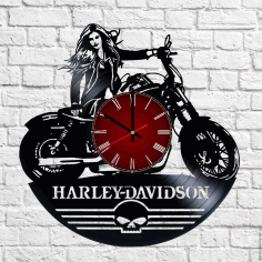 Harley Davidson Vinyl Record Wall Clock For Laser Cut Free Vector File