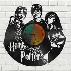 Harry Potter Vinyl Record Wall Clock Laser Cut Free Vector File