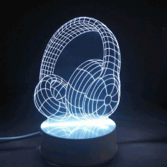 Headphones 3d Led Night Light Free Vector File