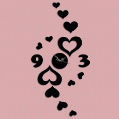 heart-shaped Wall Sticker Wall Clock For Laser Cut Free Vector File