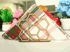 Honeycomb Pattern Vertical Napkin Holder Laser Cutting Free DXF File