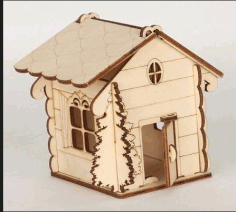 House Shaped Box With Tree For Laser Cut Free DXF File