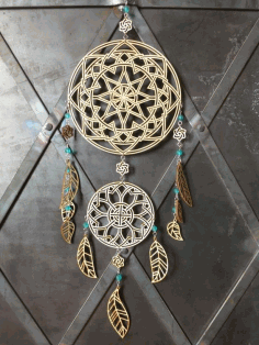 Indian Amulet Dreamcatcher Layout For Laser Cutting Free Vector File