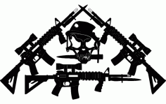 Jareds ar-15s crossed-with Skull Free DXF File