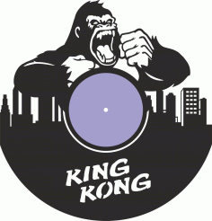 King Kong Vinyl Record Wall Clock Laser Cutting Free Vector File