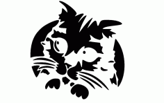 Kitty Cat Silhouette Free DXF File