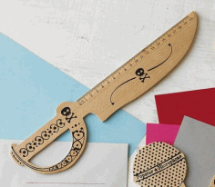 Knife Shaped Wooden Ruler For Laser Cut Free Vector File