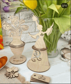 Lady Flower Napkin Holder For Laser Cut Free Vector File