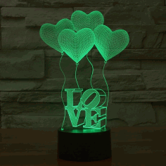 Laser Cut 3d Desk Lamp Love Balloons Acrylic Night Light Free Vector File