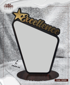 Laser Cut Academic Excellence Award Shield Free Vector File, Free Vectors File