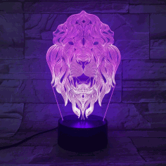 Laser Cut Acrylic 3d Lion Animal Night Light Free Vector File, Free Vectors File