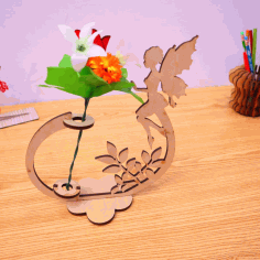 Laser Cut Angel With Flower Stand 6mm Free DXF File