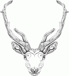 Laser Cut Animal Buck Line Art Free DXF File