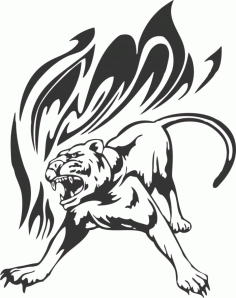 Laser Cut Animal Lion Roaring Free DXF File